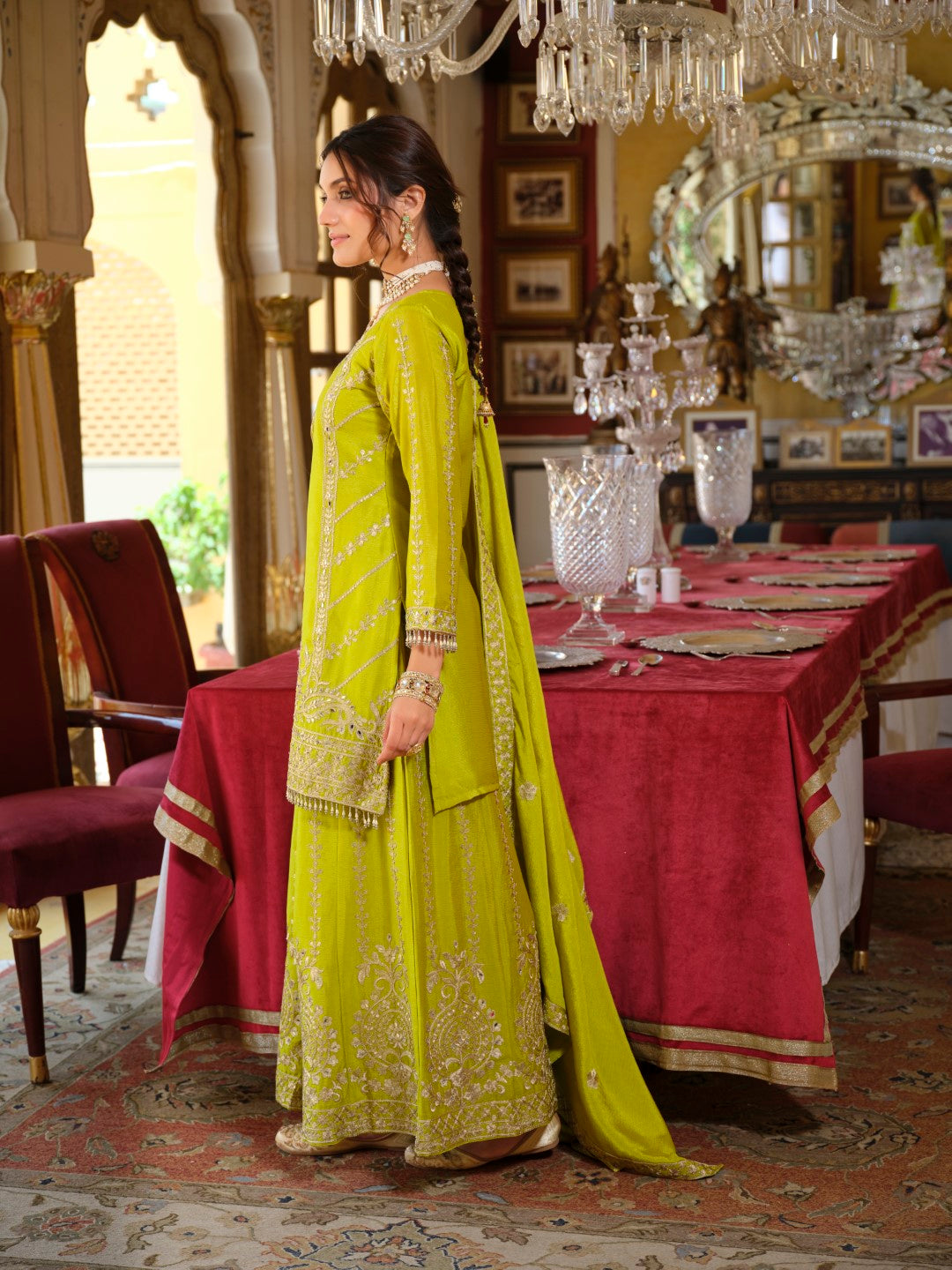 Sambhav fern full work sharara suit set