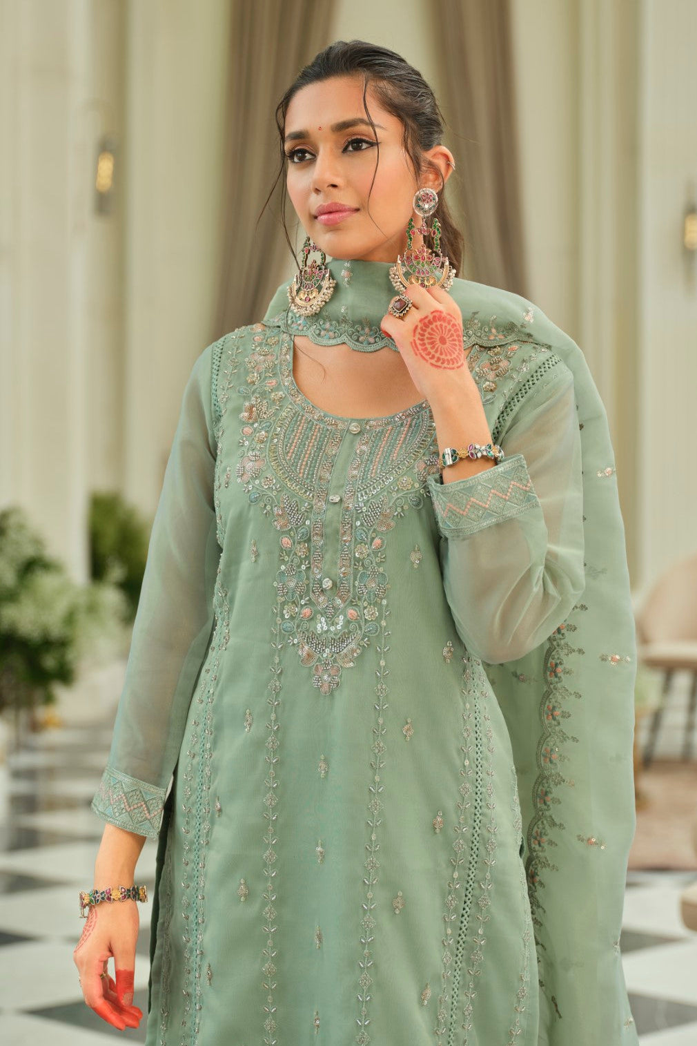 Adab minty full work suit set