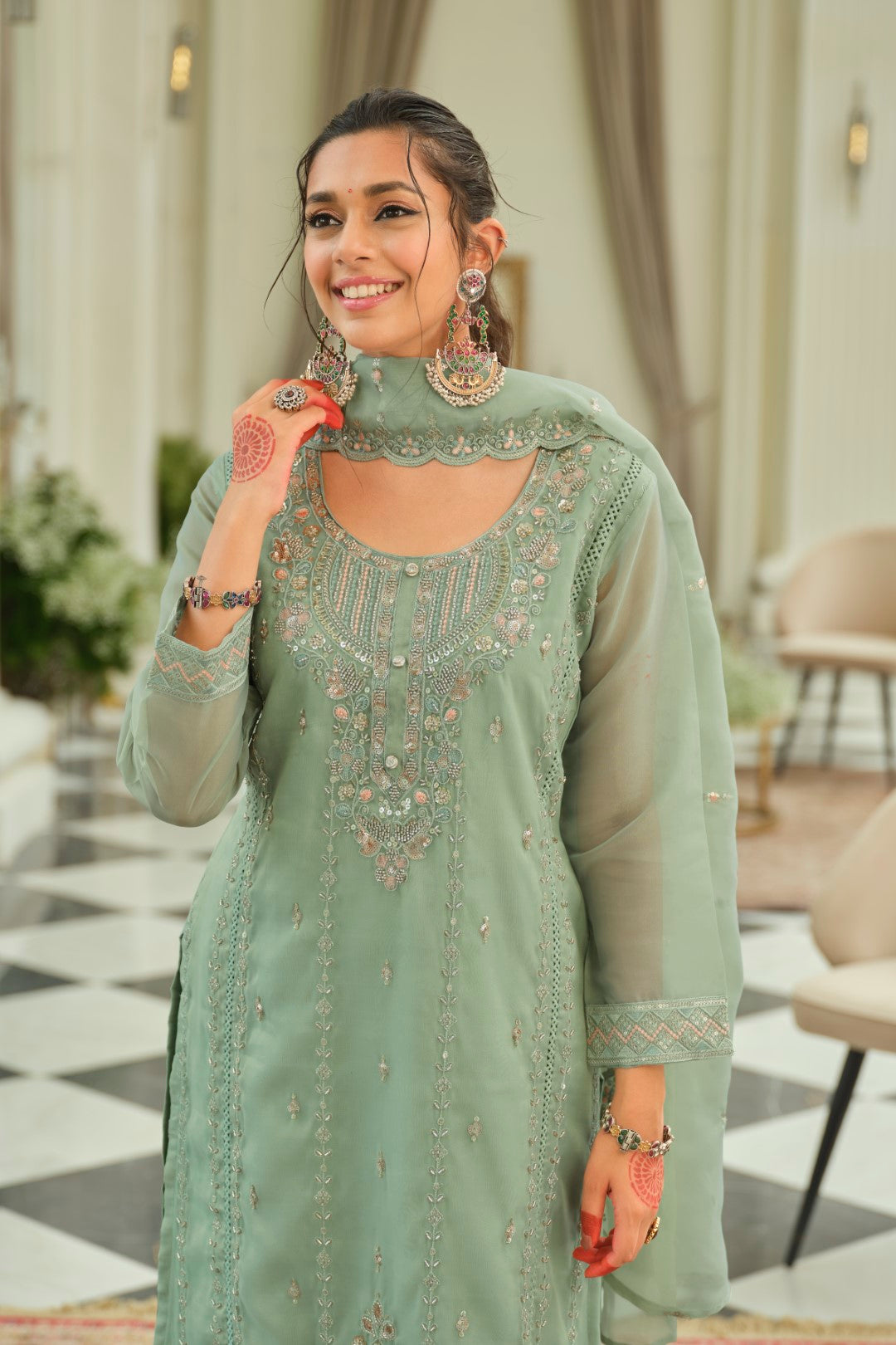 Adab minty full work suit set