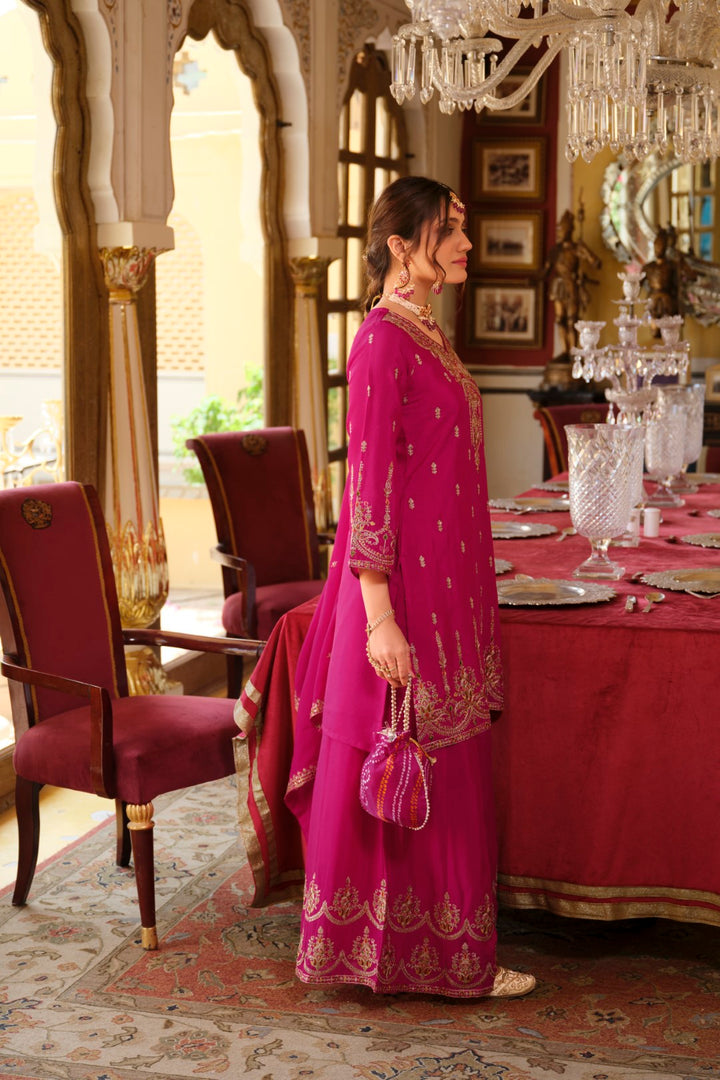 Biswas Rose Full Work Gharara Set