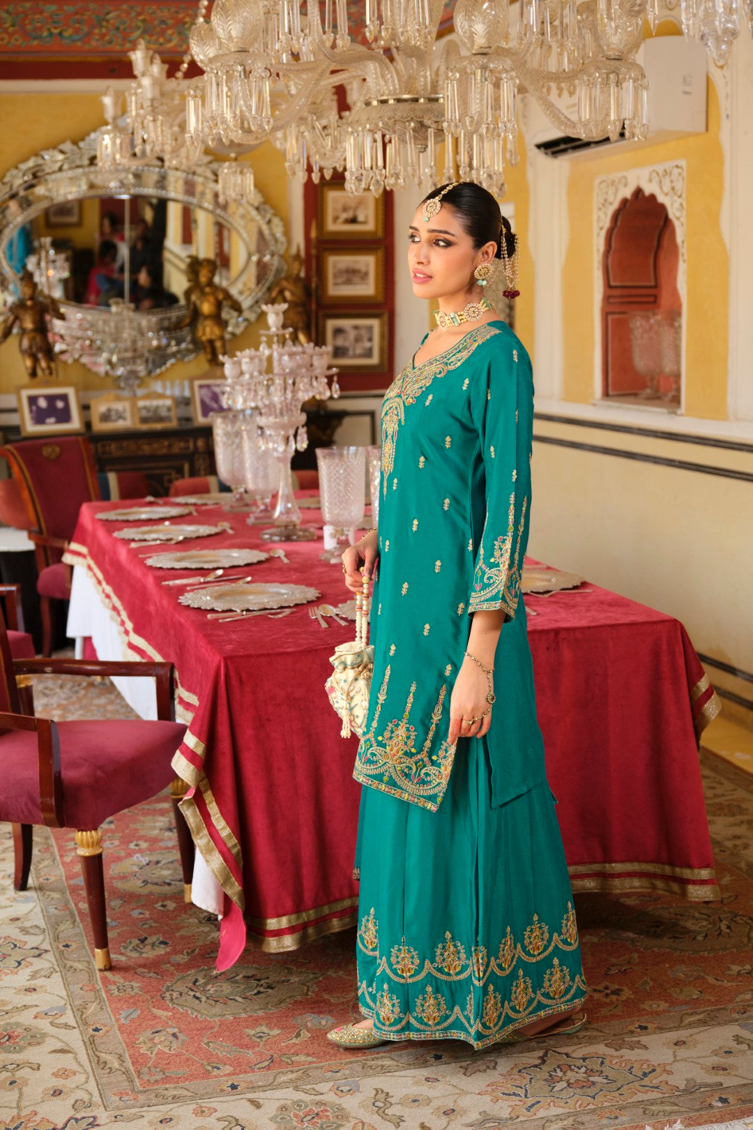 Biswas Peacock Full Work Gharara Set