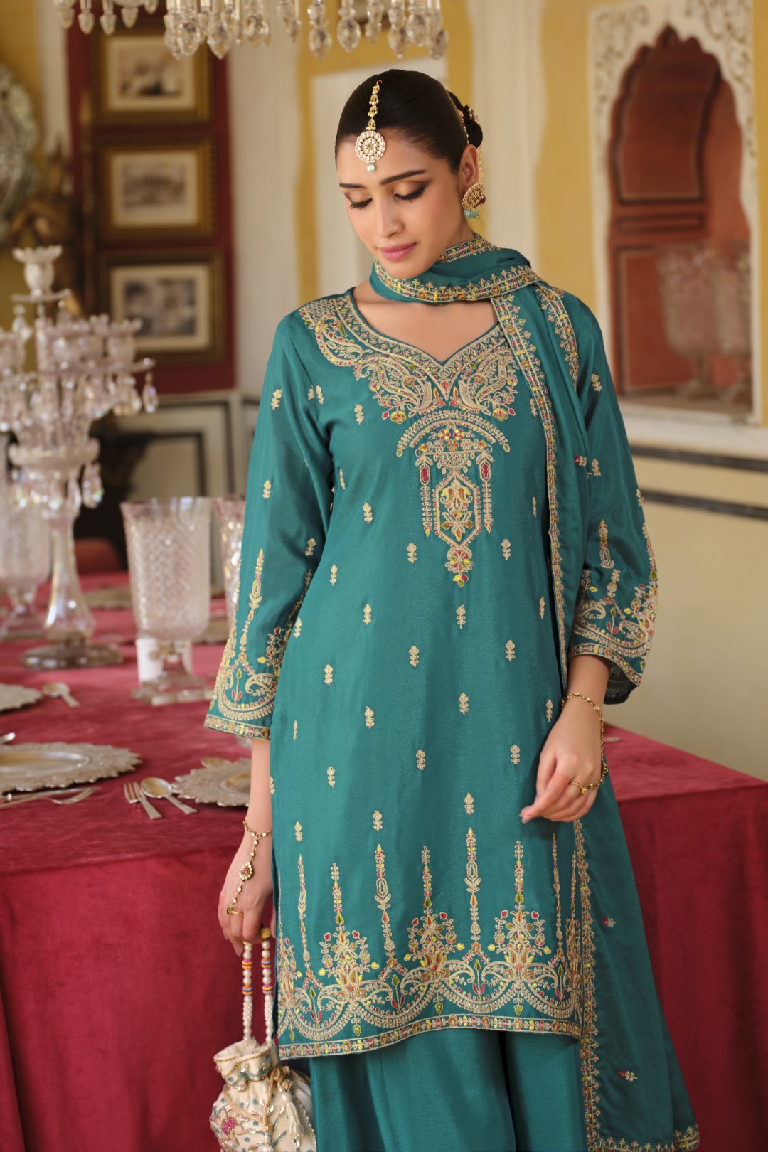 Biswas Peacock Full Work Gharara Set