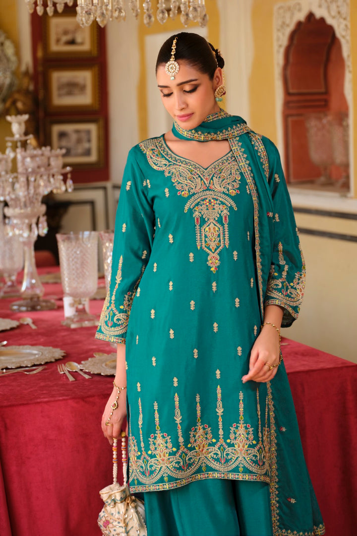 Biswas Peacock Full Work Gharara Set