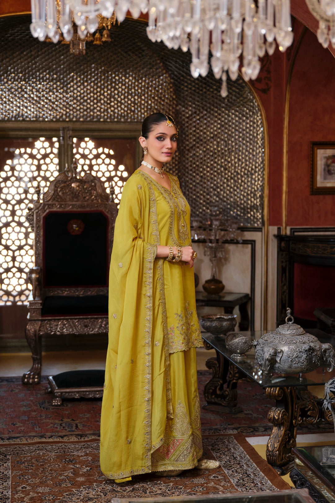 Gunja Lemon full work heavy gharara set