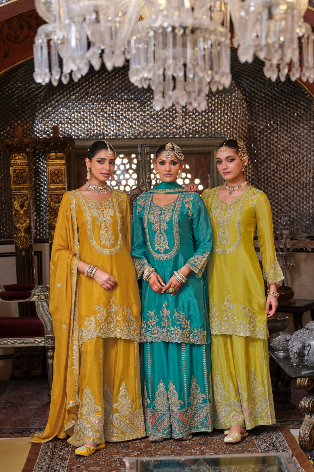 Gunja Lemon full work heavy gharara set