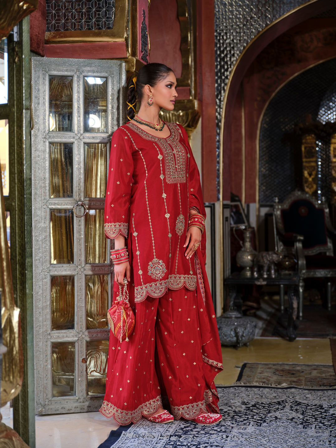 Triyaksha Sindoori Full work heavy suit set