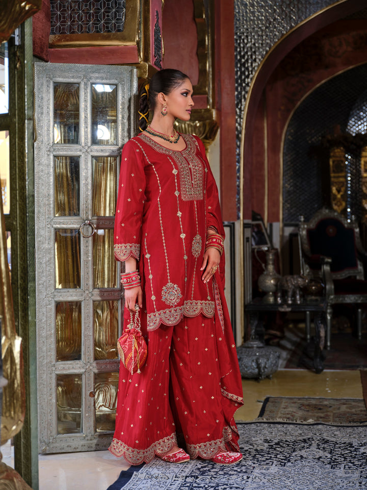 Triyaksha Sindoori Full work heavy suit set