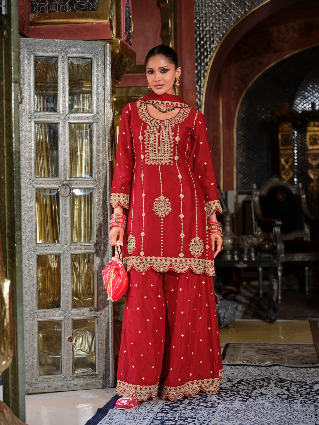 Triyaksha Sindoori Full work heavy suit set
