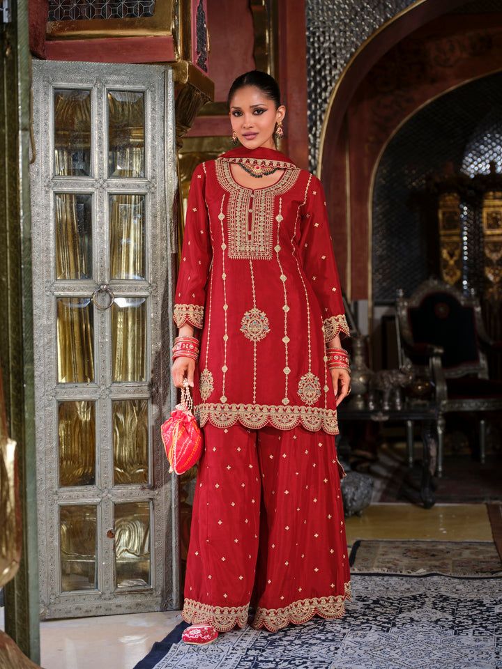 Triyaksha Sindoori Full work heavy suit set