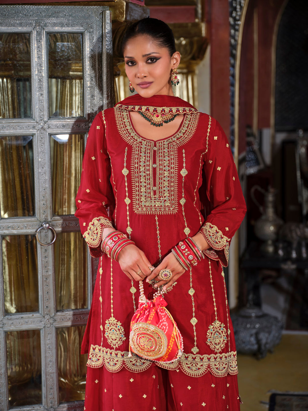 Triyaksha Sindoori Full work heavy suit set