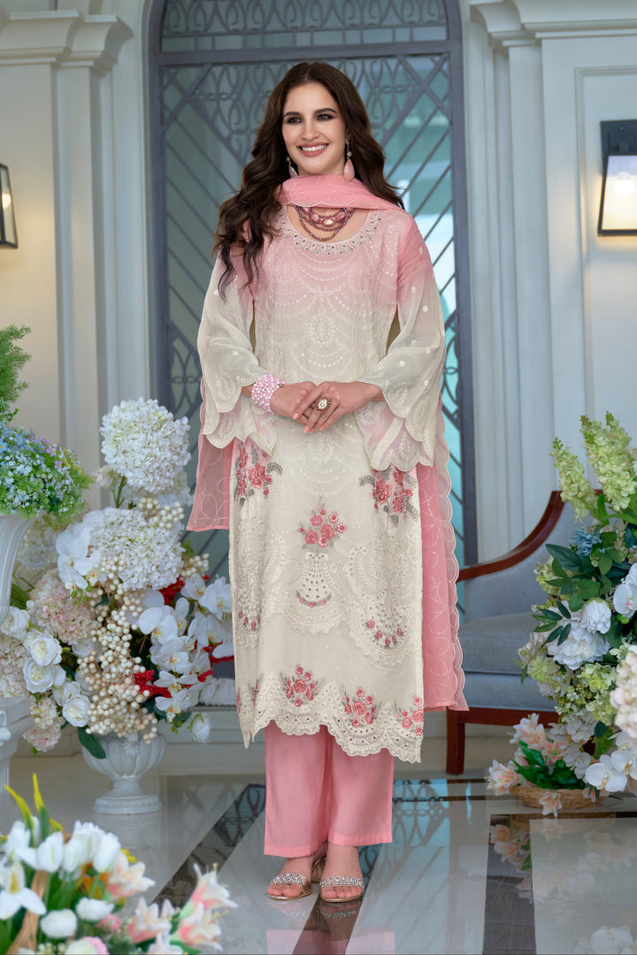 Kaynat Soft Pink Full Work Heavy Suit Set