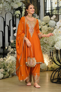 Areesa Apricot full work heavy suit set