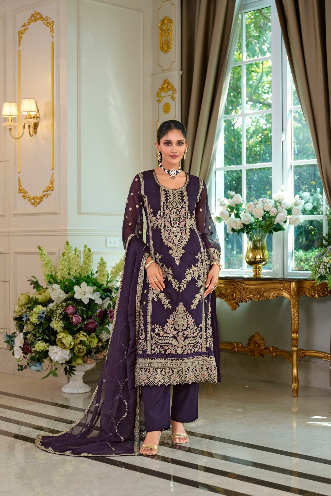Ramneek orchid full work suit set
