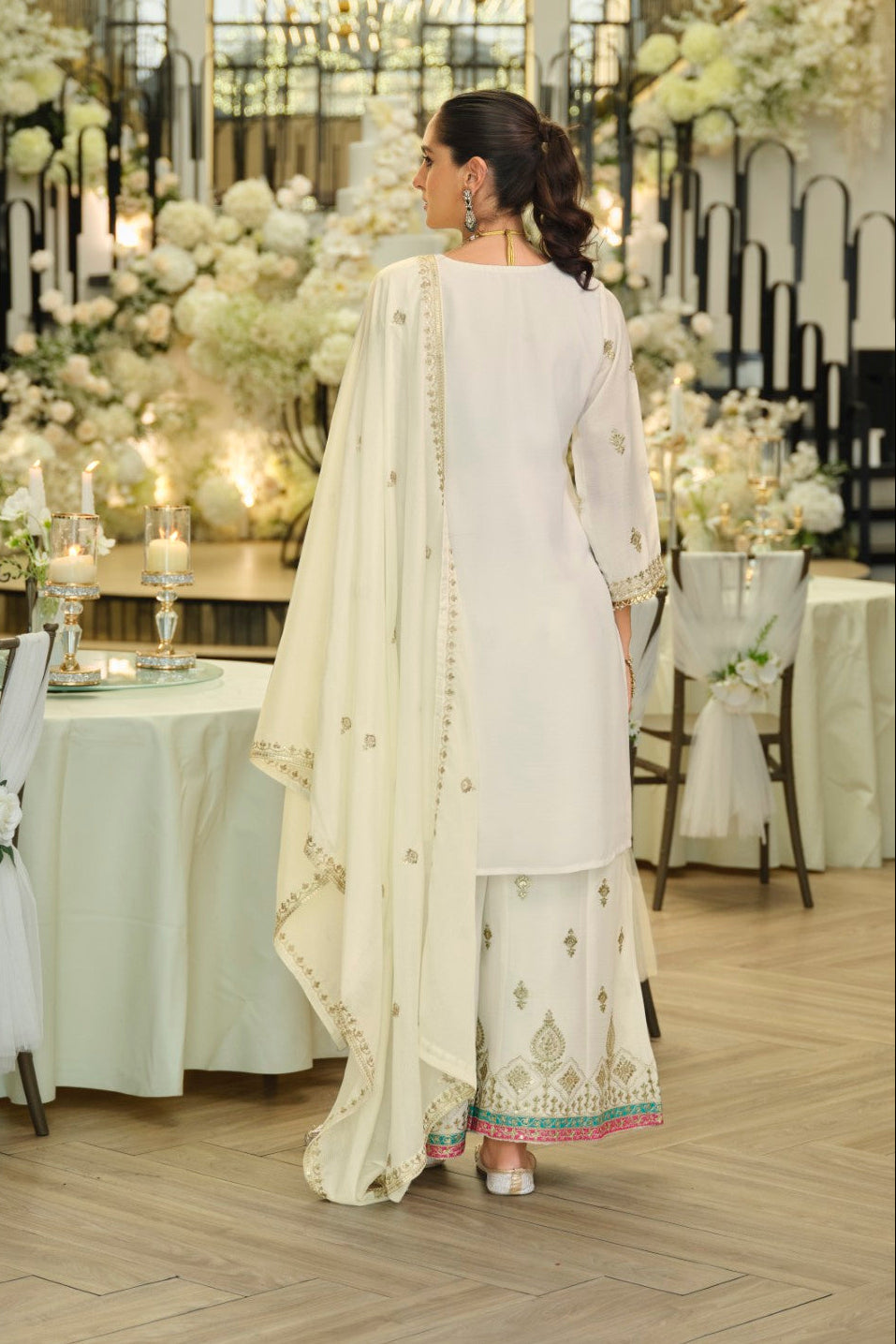 Areesa Daisy Full Work Gharara Suit Set