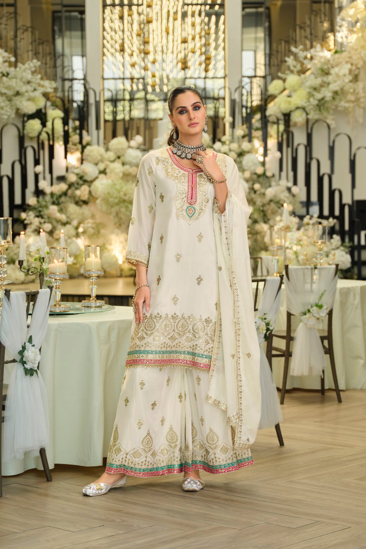 Areesa Daisy Full Work Gharara Suit Set