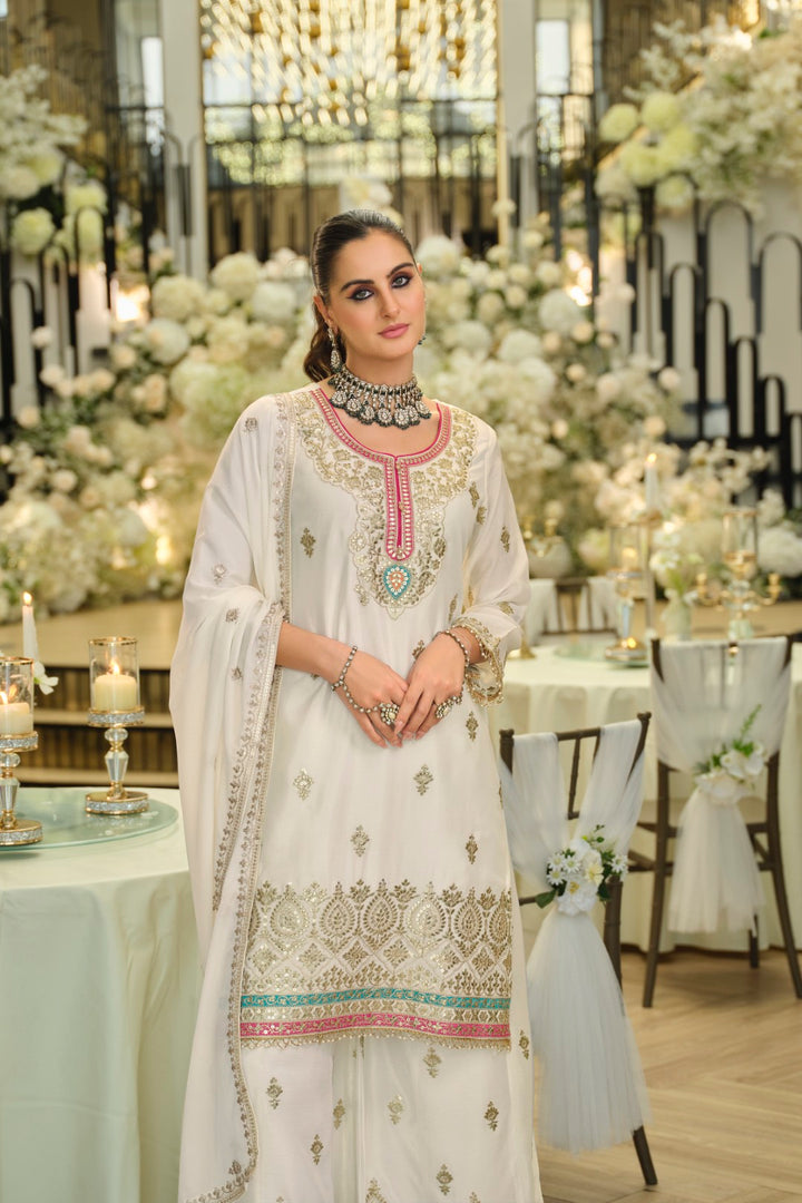 Areesa Daisy Full Work Gharara Suit Set