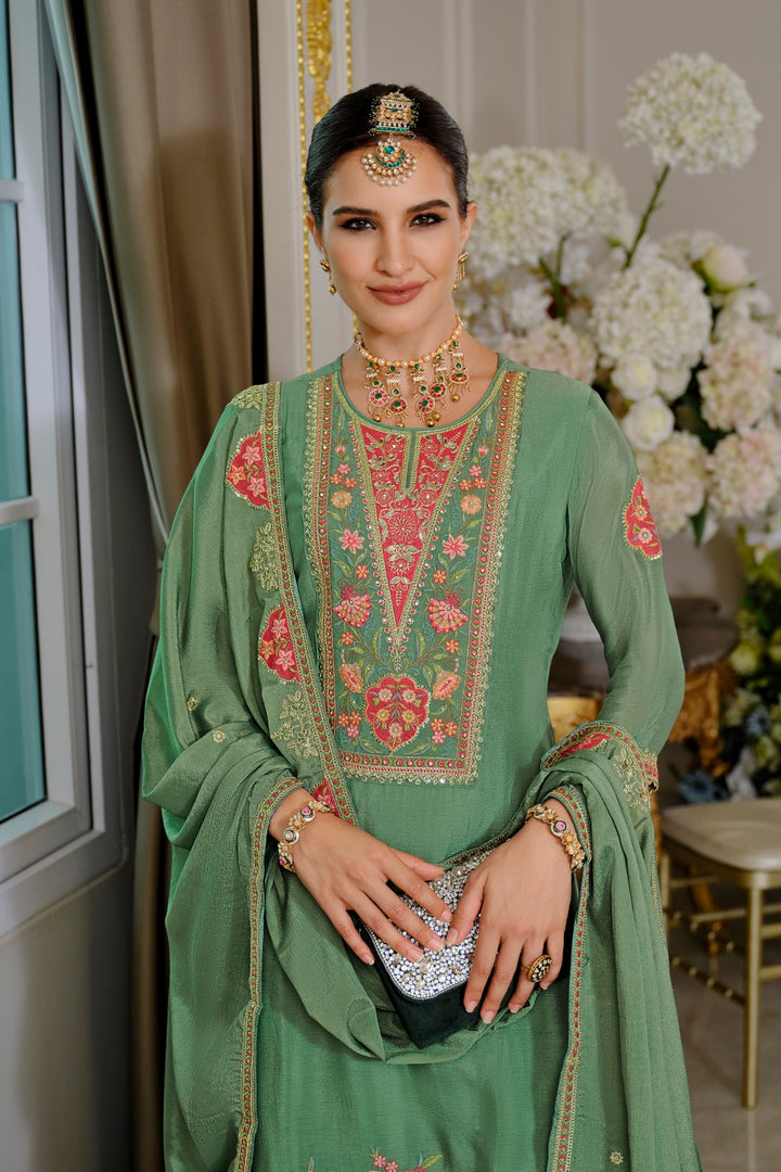 Suryamookhi Fern Embroidery Gharara Suit Set