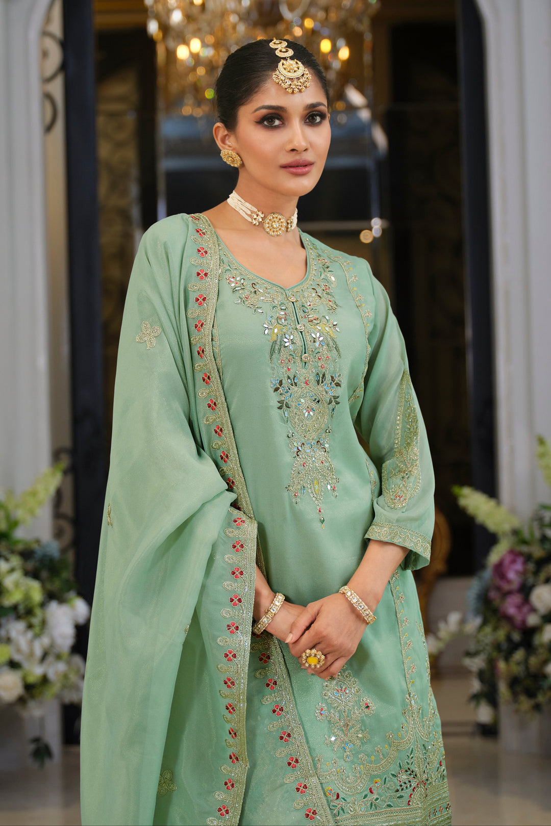 Tansu Fern Full Work  Heavy Gharara Set