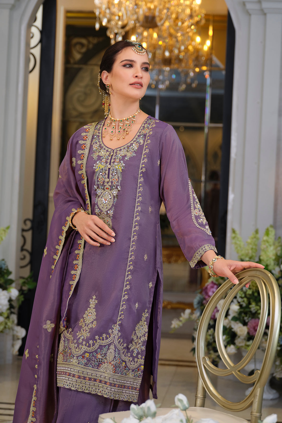 Tansu Orchid Full work heavy gharara suit set