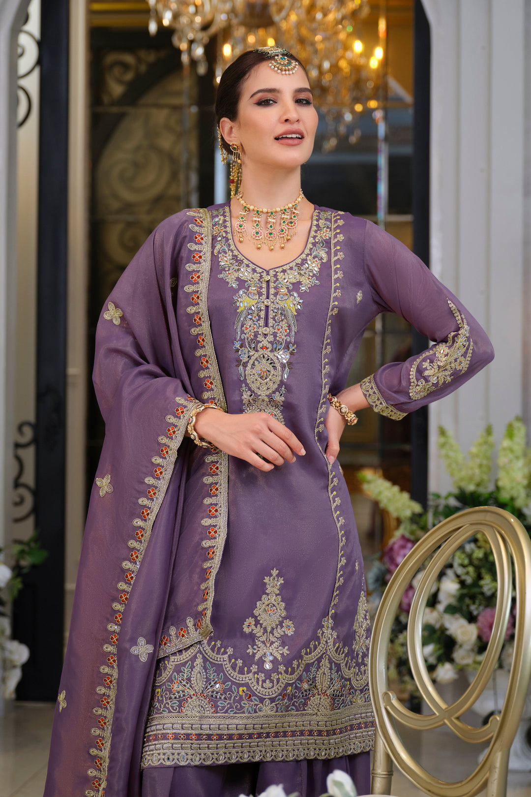 Tansu Orchid Full work heavy gharara suit set