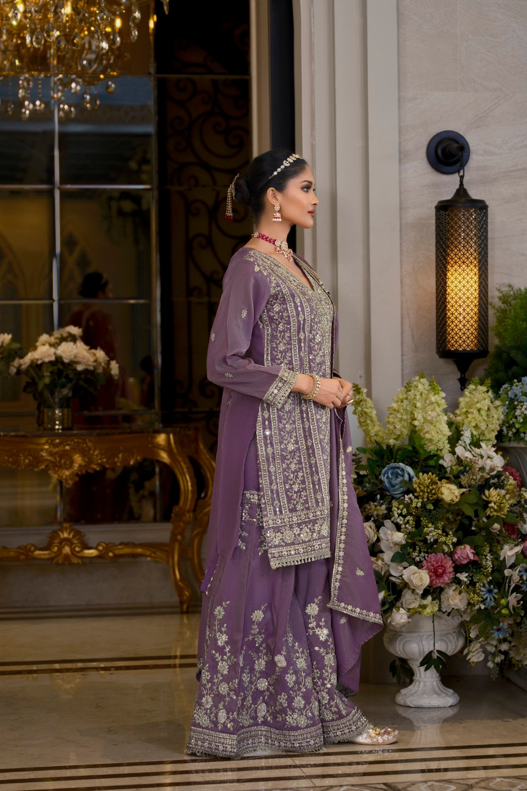 Somwar Orchid Full work Sharara set