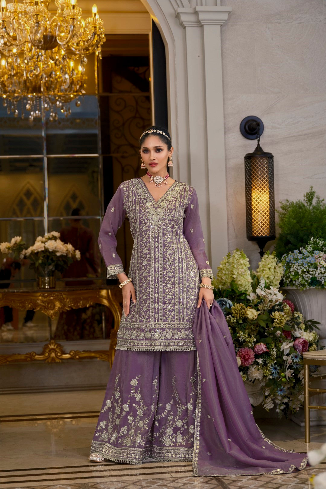 Somwar Orchid Full work Sharara set