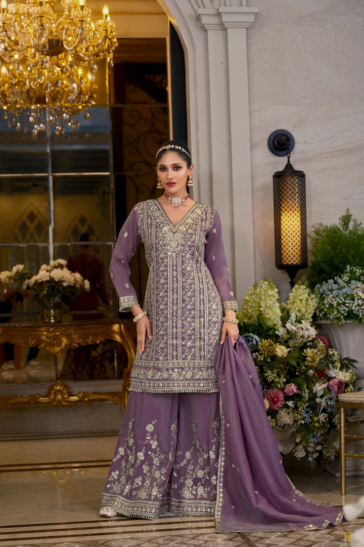 Somwar Orchid Full work Sharara set