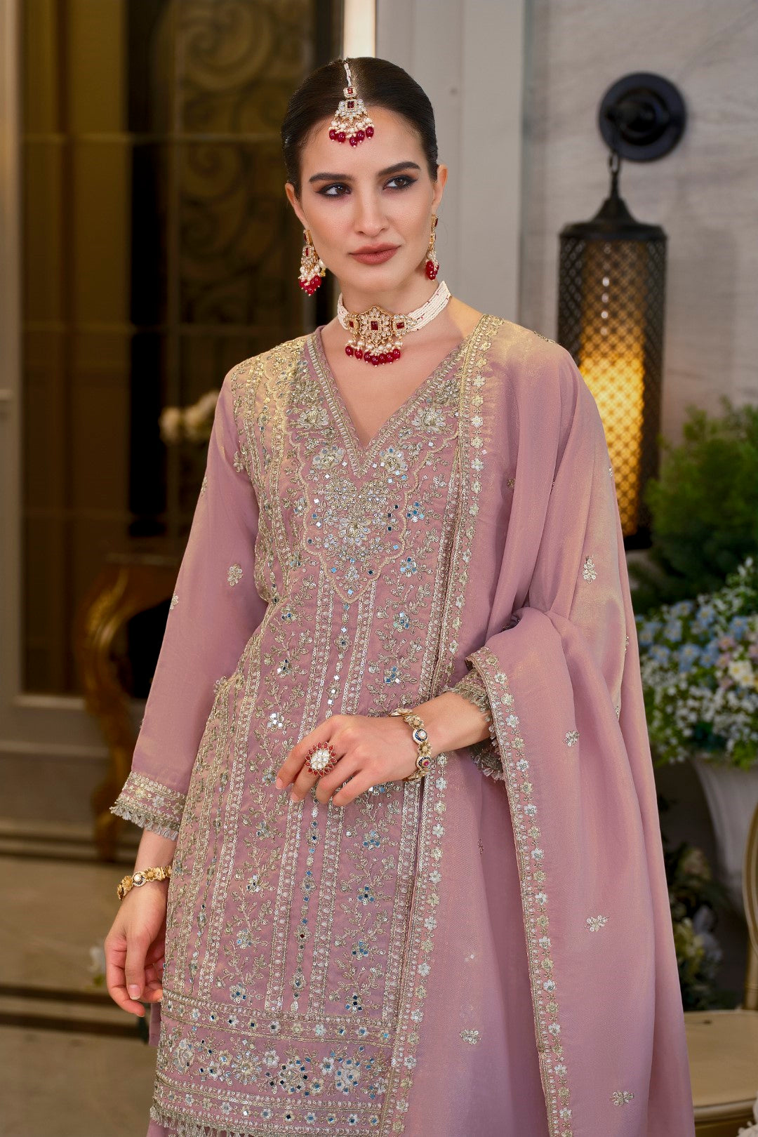 Somwar rose full work gharara suit set