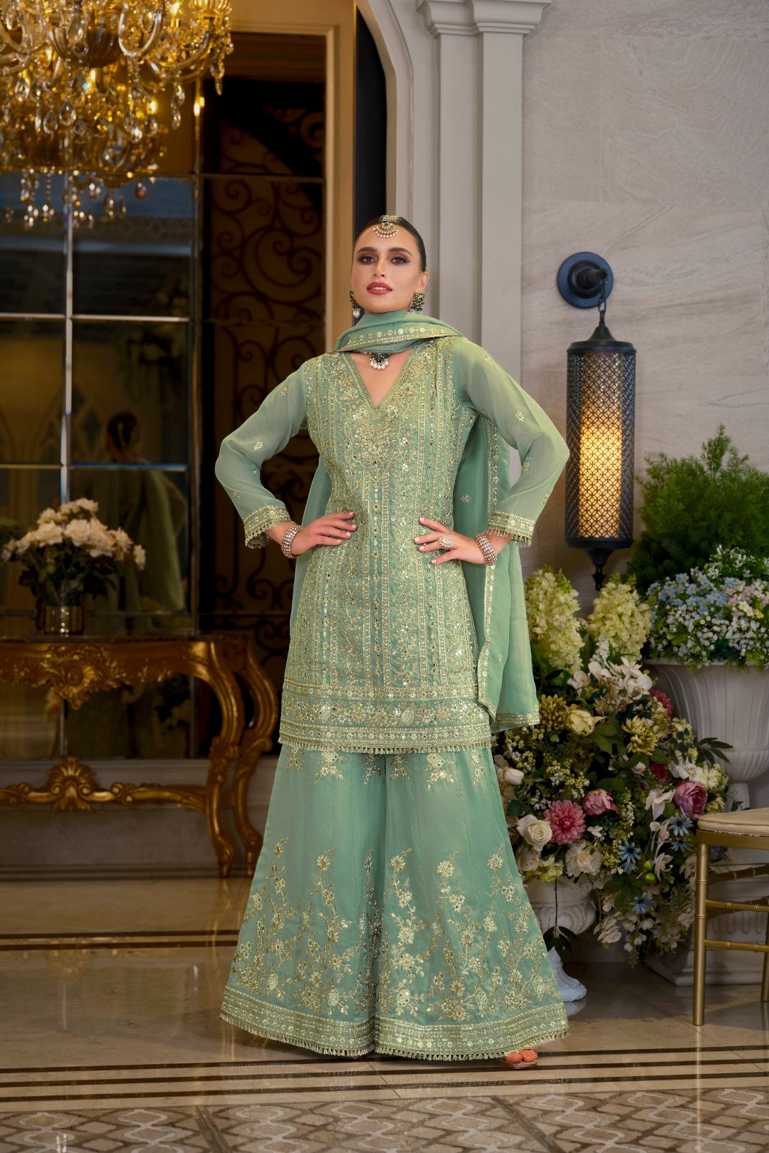 Somwar sage full work gharara set