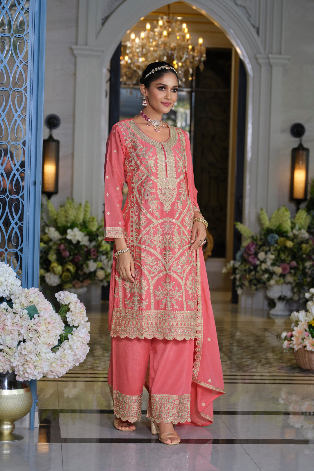 Farz Rose Full Work Heavy Suit set