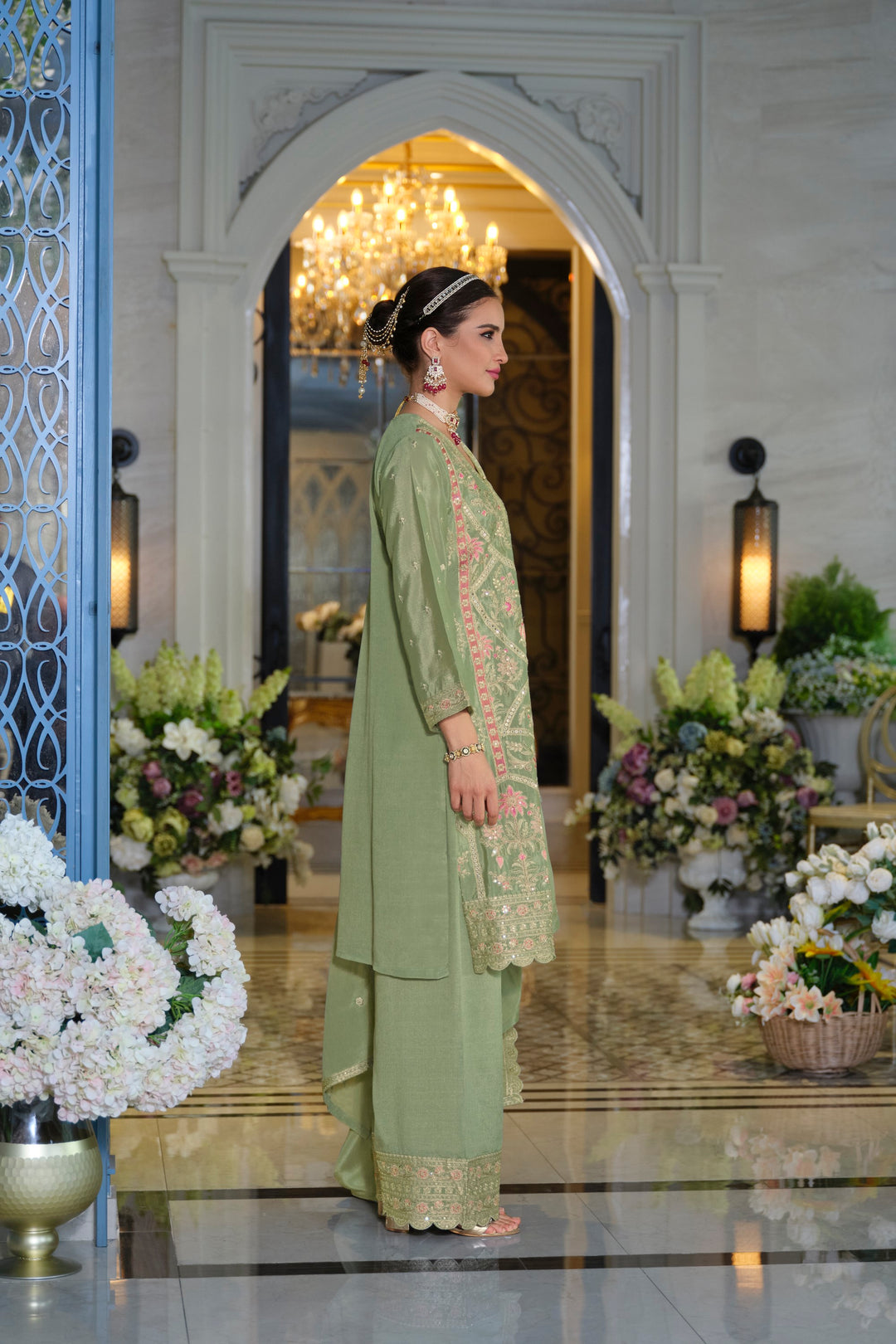 Farz Pista Full Work Heavy Suit Set