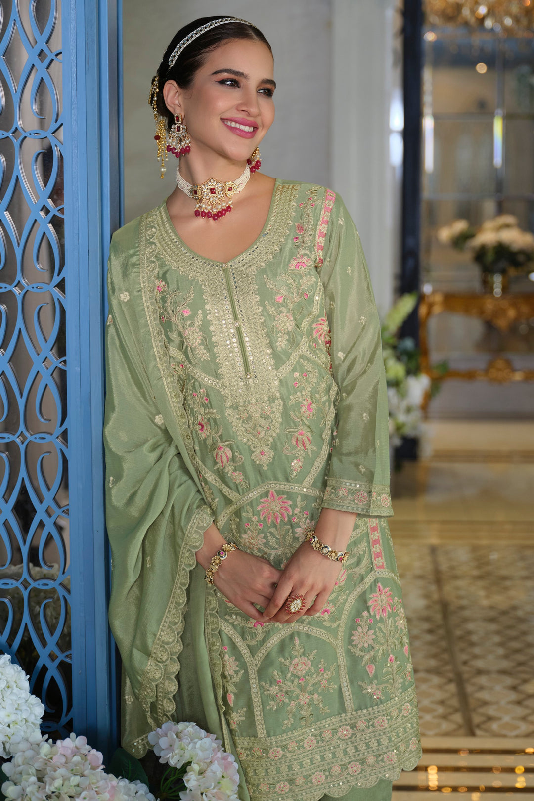 Farz Pista Full Work Heavy Suit Set