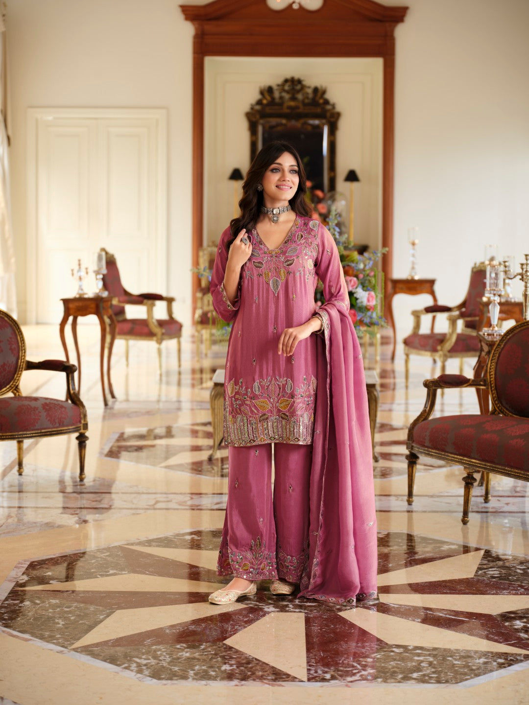 Areesa orchid full work suit set