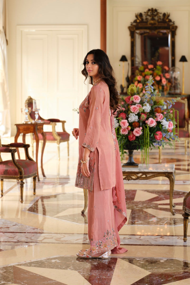 Areesa salmon full work suit set