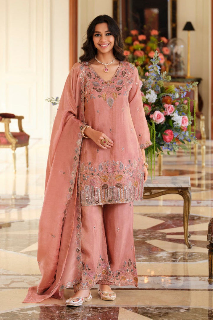 Areesa salmon full work suit set