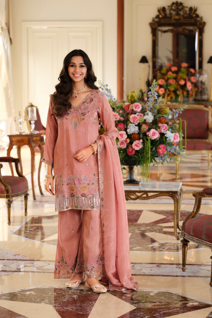 Areesa salmon full work suit set