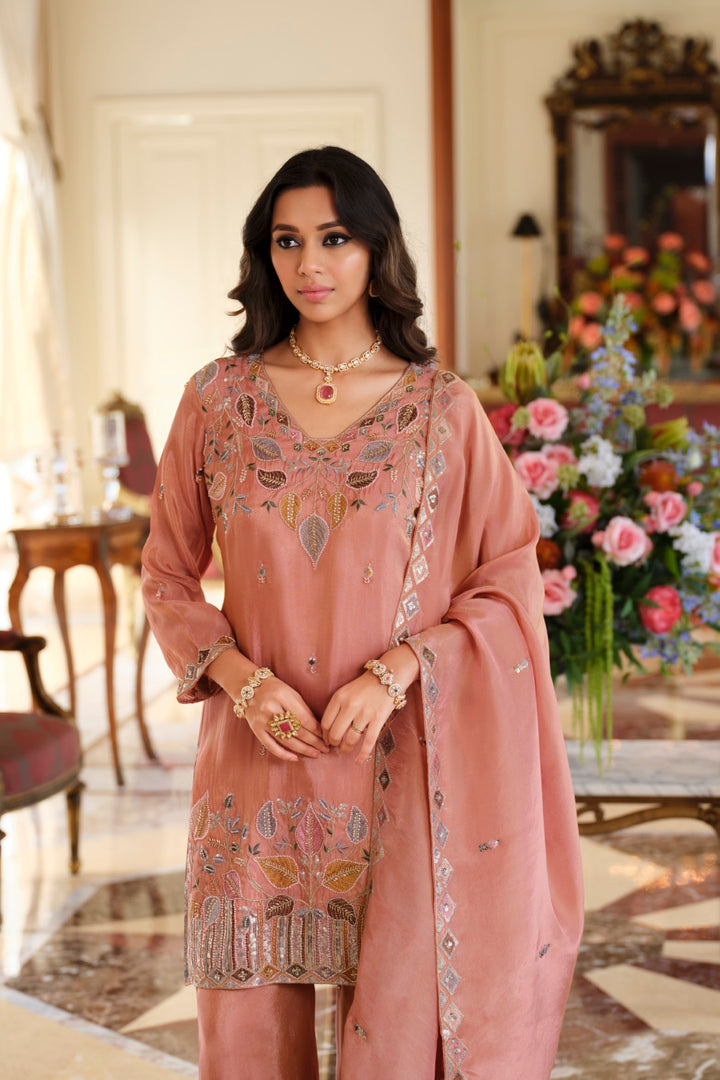 Areesa salmon full work suit set