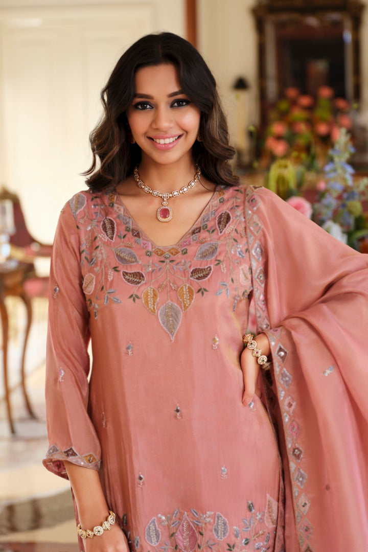 Areesa salmon full work suit set