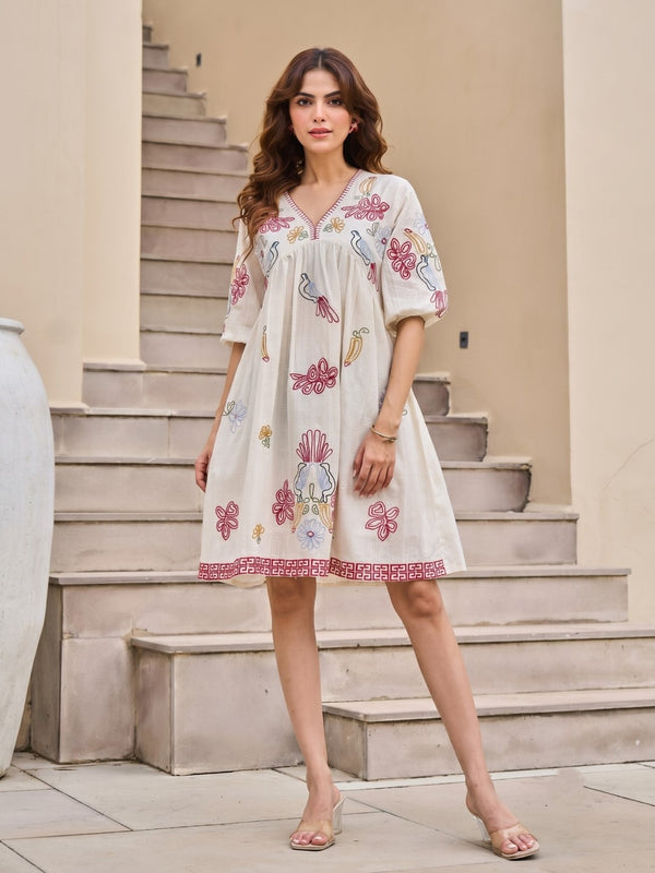 Tiara Daisy Embroidery cotton dress