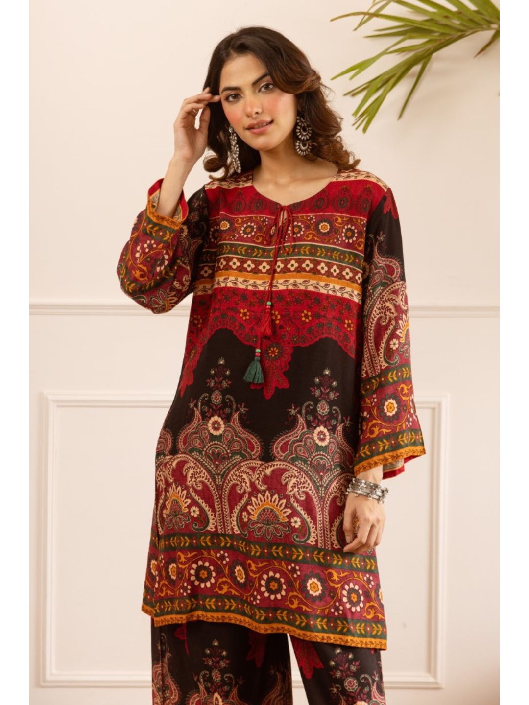 Karen carmine printed co-ord set