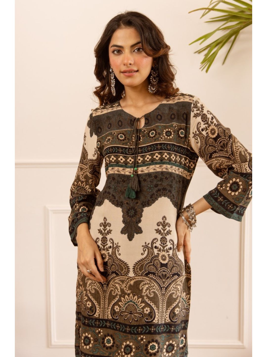 Karen vintage printed cotton kurta pant set