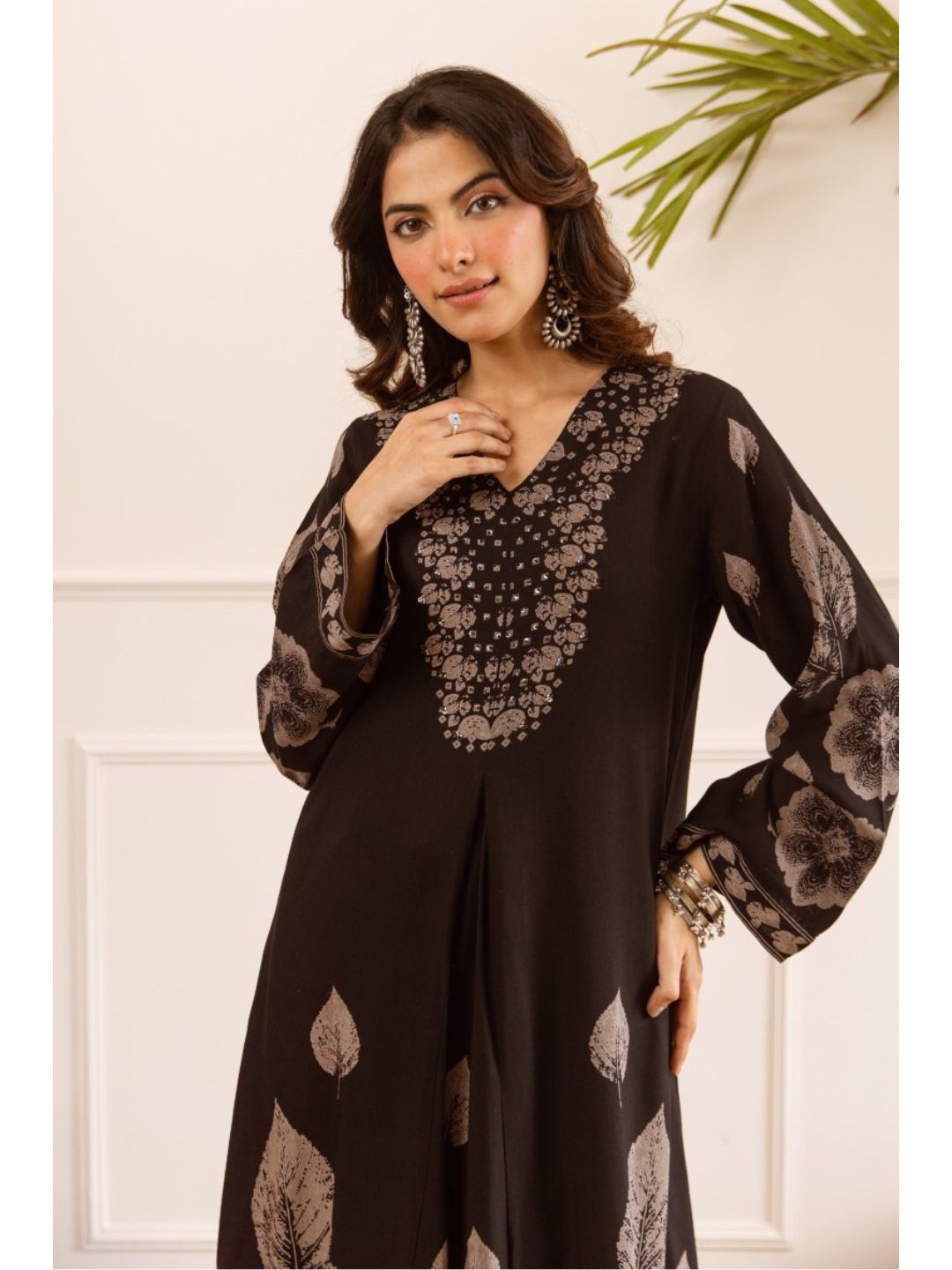 Karen coal printed cotton kurta pant set