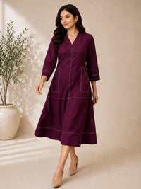 Akshara garnet cotton dress