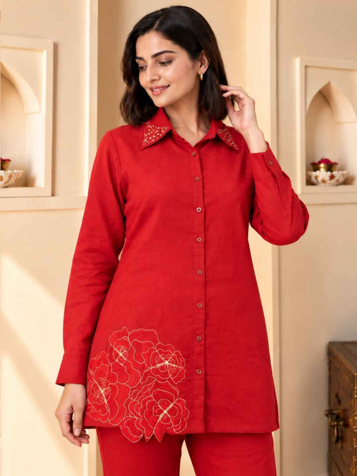 Divya Scarlet Work Co-ord Set