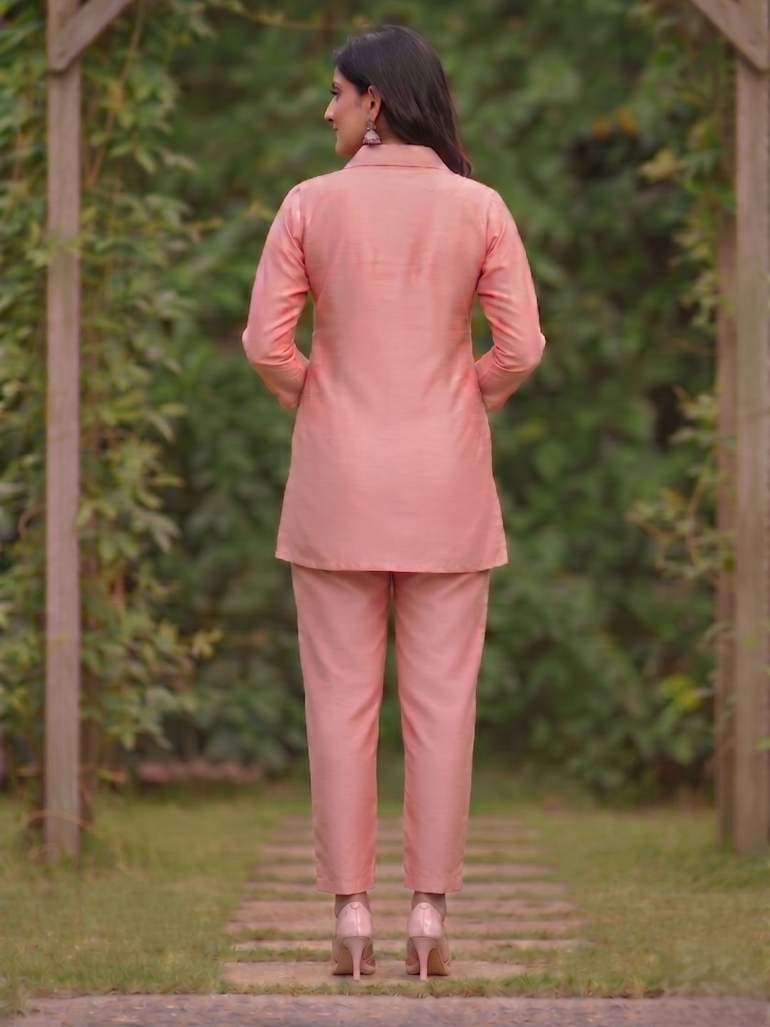 Divya Apricot Mirror Work Co-ord Set