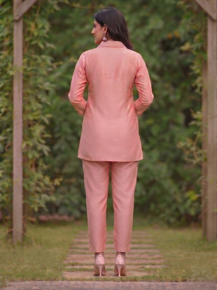 Divya Apricot Mirror Work Co-ord Set