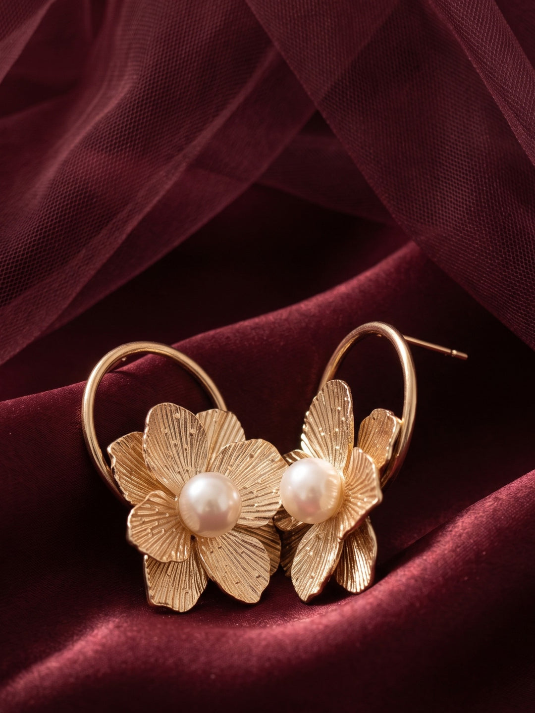 Monstera Pearl Petal Earrings