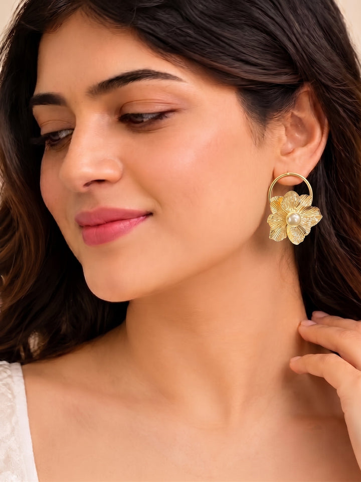 Monstera Pearl Petal Earrings