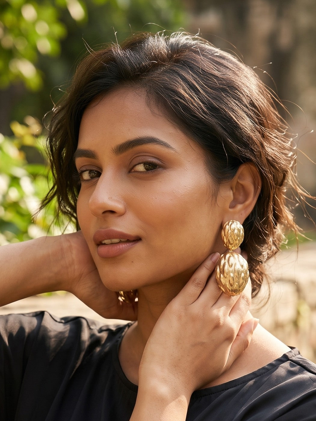 Monstera Dahlia Layered Earrings