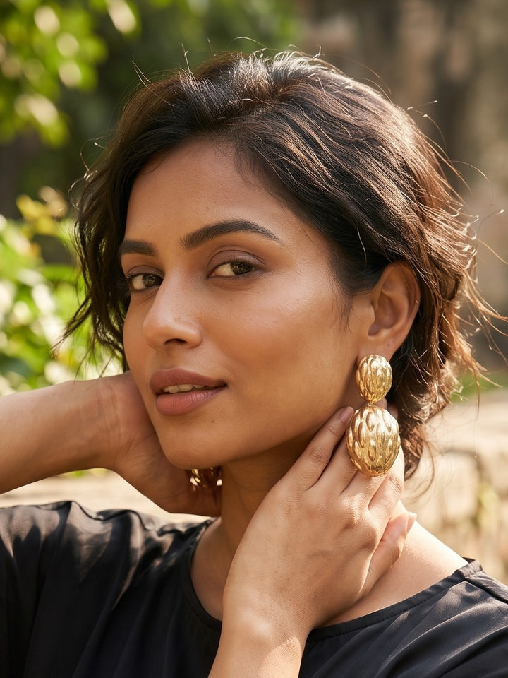 Monstera Dahlia Layered Earrings
